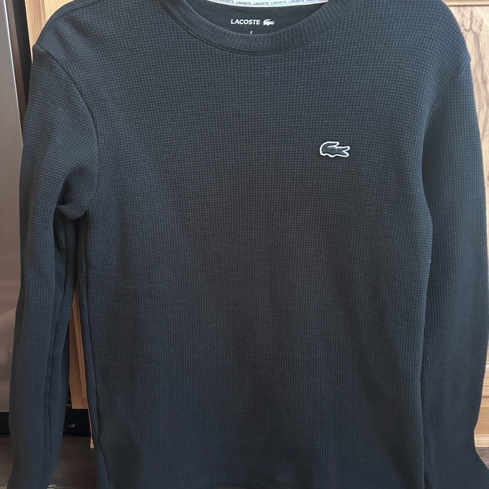 Lacoste Black Textured Crewneck